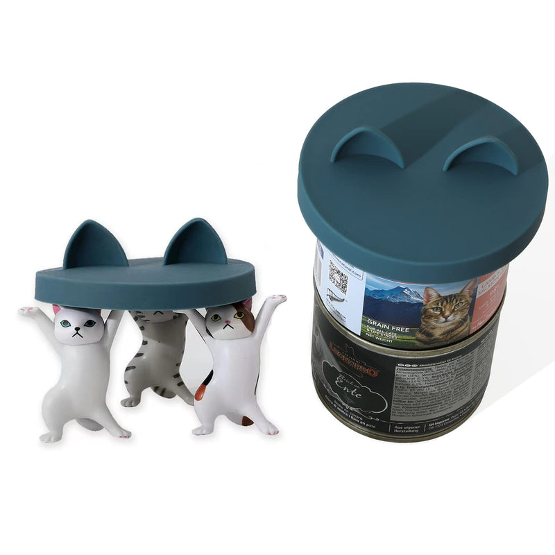 OHMO 2 Pack Cat Food Can Lids, Small Size (3 oz) Silicone Pet Food Can Lids Covers for 2.5 oz Cat Food Cans, Dark Blue 3oz Dark Blue - BeesActive Australia