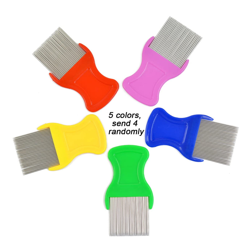 4 Pcs Lice Comb Nit Comb Pet Hair Grooming Comb Removal Dandruff Comb with Metal Teeth - BeesActive Australia