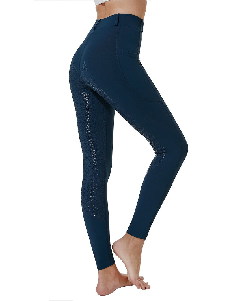 FitsT4 Kids Full Seat Silicon Grip Riding Tights Horseback Riding Equestrian Schooling Breeches Navy Large - BeesActive Australia
