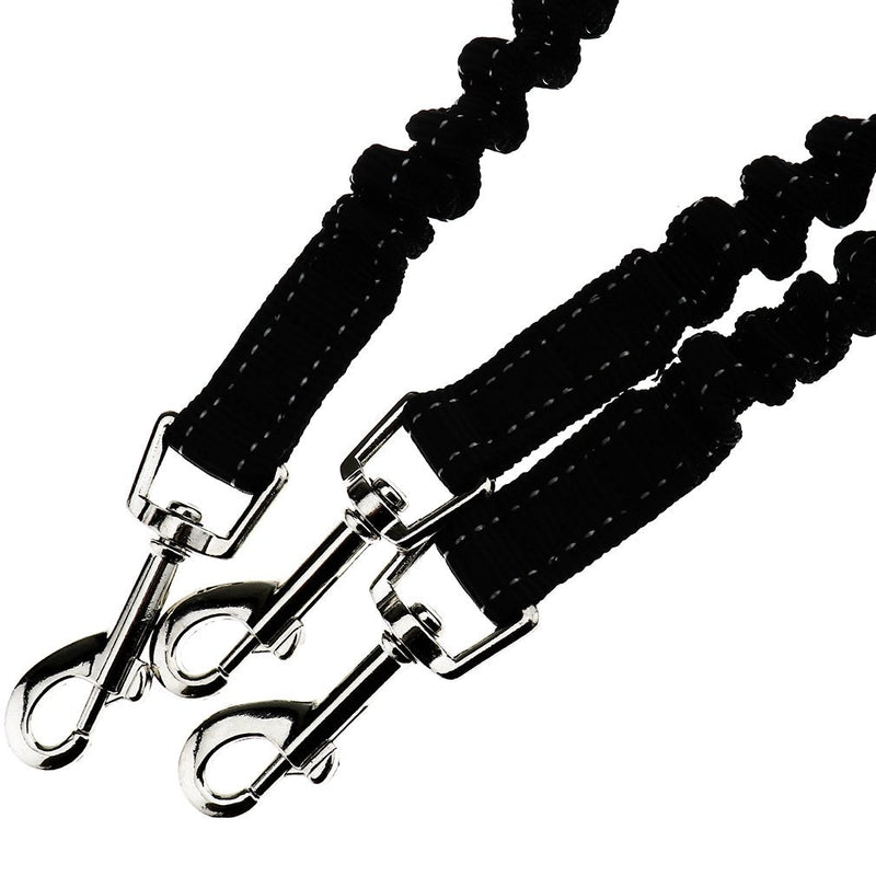 SING F LTD 3 Way No-Tangle Triple Coupler Dog Bungee Walking Leash Lead Rope Strap Black - BeesActive Australia