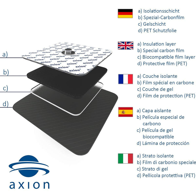 20 Electrodes Compatible with COMPEX - TENS EMS Pads Easy snap 5x5cm - Button Connection 3.75mm - axion Brand Quality - BeesActive Australia