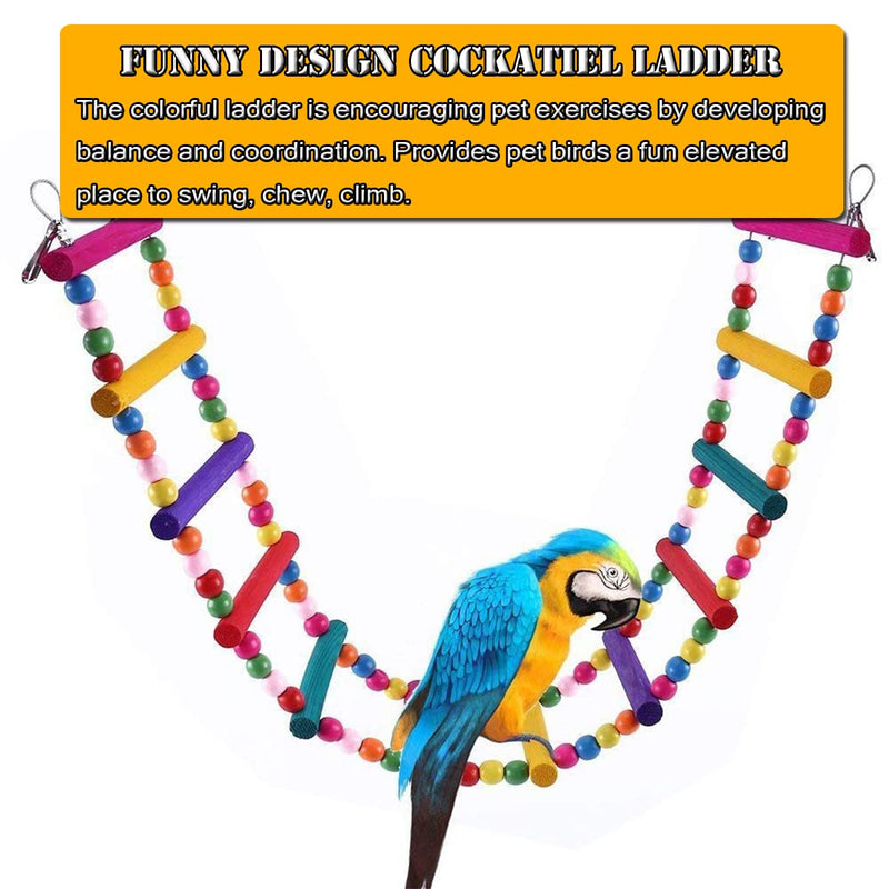 Bird Parrot Toys Ladders Swing Chewing Toys Hanging Pet Bird Cage Accessories Hammock Swing Toy for Small Parakeets Cockatiels, Lovebirds, Conures, Macaws, Lovebirds, Finches 10 Ladders 25 inches - BeesActive Australia