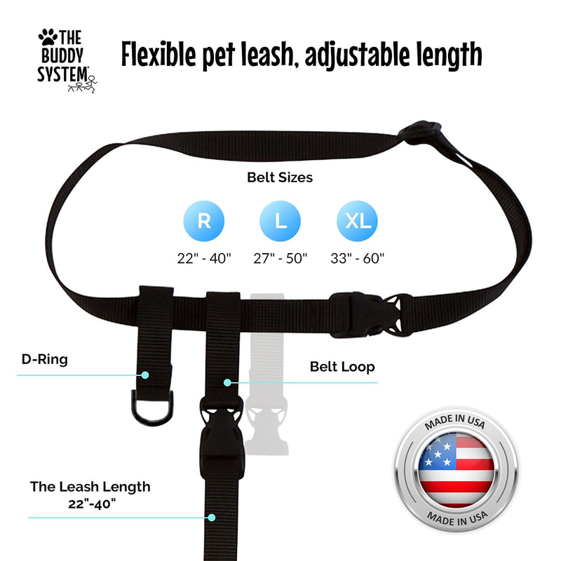 The Buddy System Hands Free Dog Leash Adjustable Leash for Running, Jogging, Training and Service Dogs (Regular, Black) and Buddy Bag Waist Belt Bag with Magnetic Closure for Pet Training, Running - BeesActive Australia
