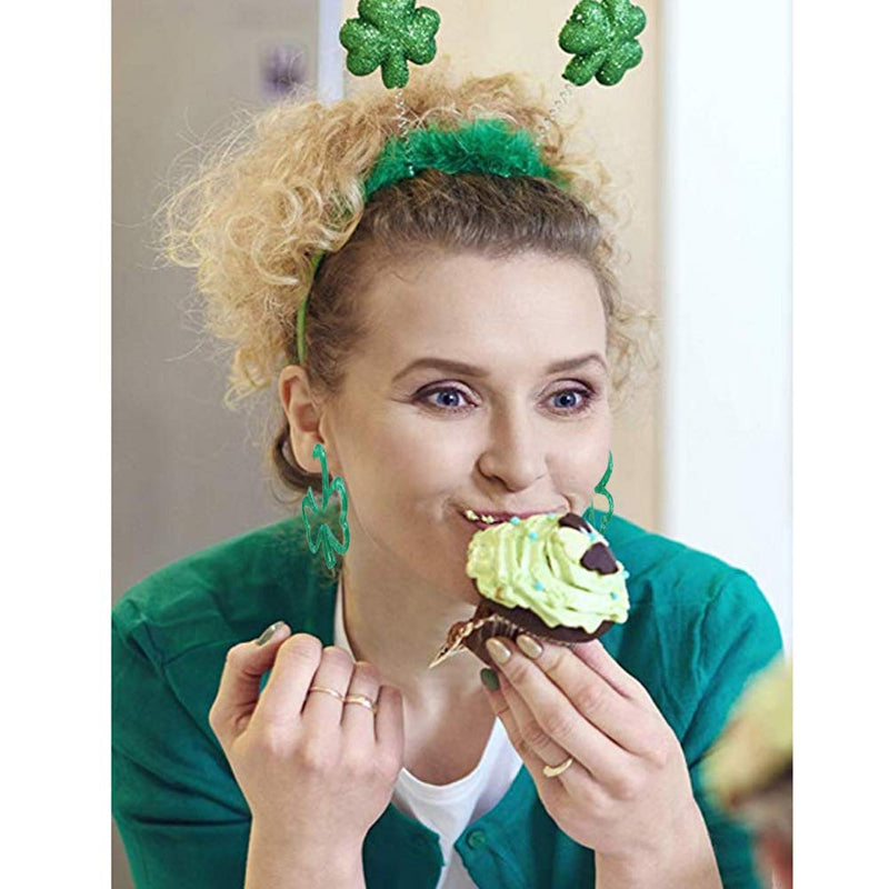 AMAZYJ Green Shamrock Hoop Earrings Good Luck Charm Acrylic Resin Shamrock St Patrick's Day Hoop Earrings for Women Girls Kids - BeesActive Australia