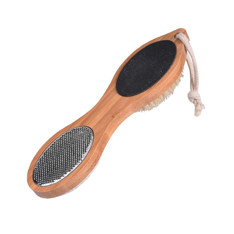 Kework 4 In 1 Foot File Callus Remover, Foot Scrubber, Stainless Steel File, Pumice Stone and Foot Brush, Bamboo Handle (Bamboo) - BeesActive Australia