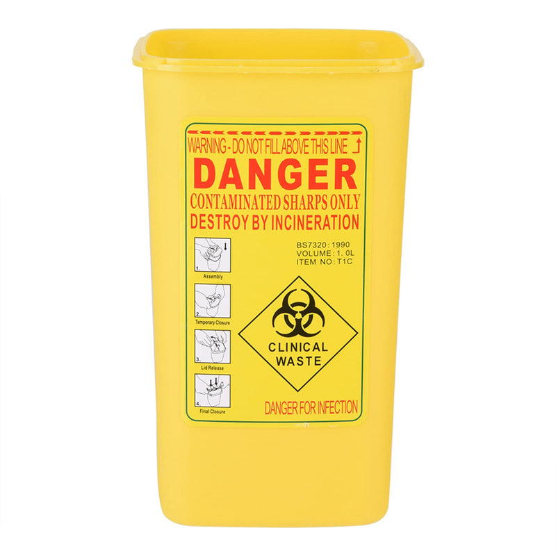 Jadeshay Needle Container, Tattoo Medical Plastic Sharps Container, Biohazard Needle Disposal Waste Box, 1L (yellow) - BeesActive Australia