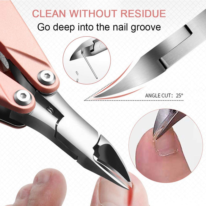 Professional Toenail Clipper, Nail Cutters for Ingrown Thick Nails, Sharp Wide Open Jaw Comfortable Rebound (Rose Gold) Rose Gold - BeesActive Australia