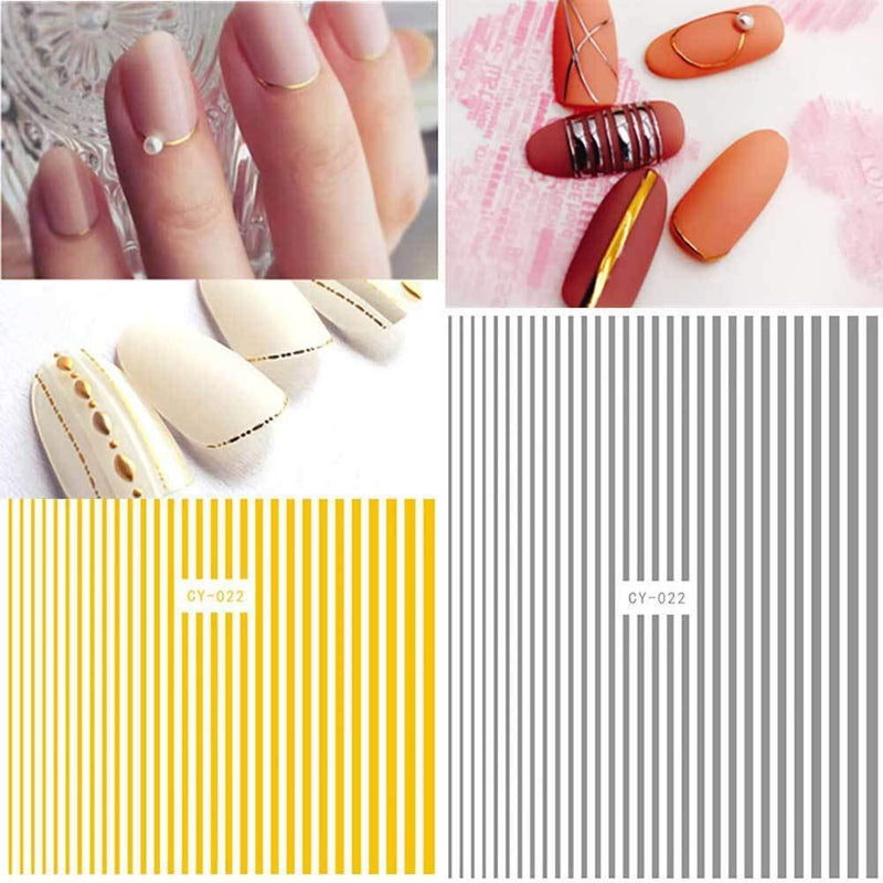 Gold Rose 3D Nail Sticker Curve Stripe Lines Nails Stickers Adhesive Striping Tape Nail Art Stickers Decals Rose Gold Silver 3pc Nail Stickers Striping Tape Nail Art Stickers Decals - BeesActive Australia