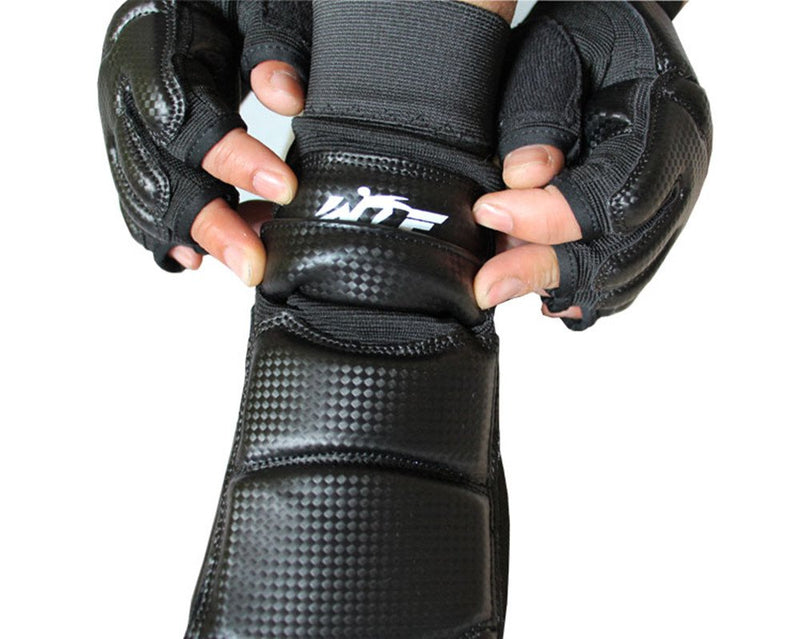 [AUSTRALIA] - Wonzone Taekwondo Boxing Foot Protector Gear Martial Arts Training Sparring Gear Muay Thai Kung Fu Tae Kwon Do Feet Protector TKD Foot Gear Support for Men Women Kids Black Large 