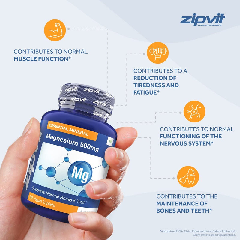 Magnesium 500mg, 90 Vegan Tablets. 3 Months Supply. Supports Muscle and Bone Health. Vegan Formula Magnesium Supplement. Magnesium Jar of 90 - BeesActive Australia