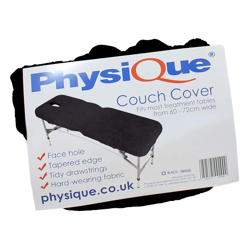 PHYSIQUE Couch Cover for Massage Table/Bed - Protective cover with Face Hole - Massage Bed Cover, Comfortable and Thick Fabric - Black - BeesActive Australia