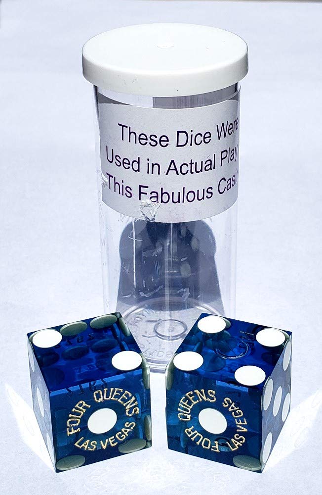 Cyber-Deals Wide Selection of 19mm Craps Dice Pairs - Authentic Las Vegas Casino Table-Played Four Queens (Blue Polished) - BeesActive Australia