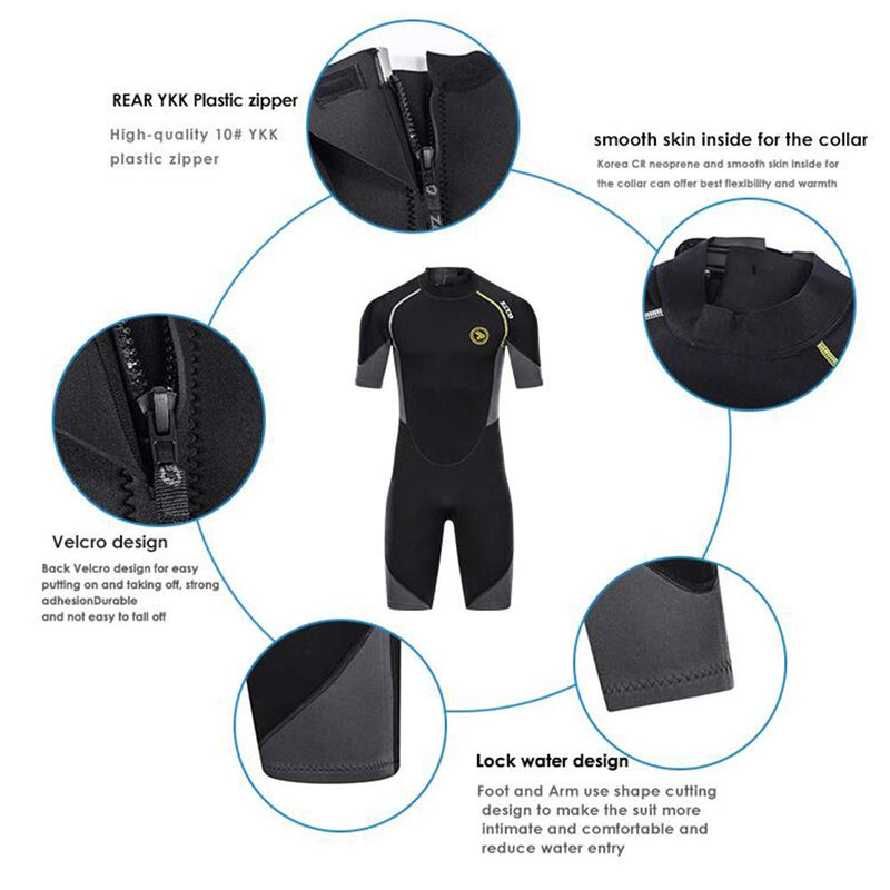 [AUSTRALIA] - ZCCO Men's Wetsuits 1.5/3mm Premium Neoprene Back Zip Shorty Dive Skin for Spearfishing,Snorkeling, Surfing,Canoeing,Scuba Diving Suits 1.5mm Large 