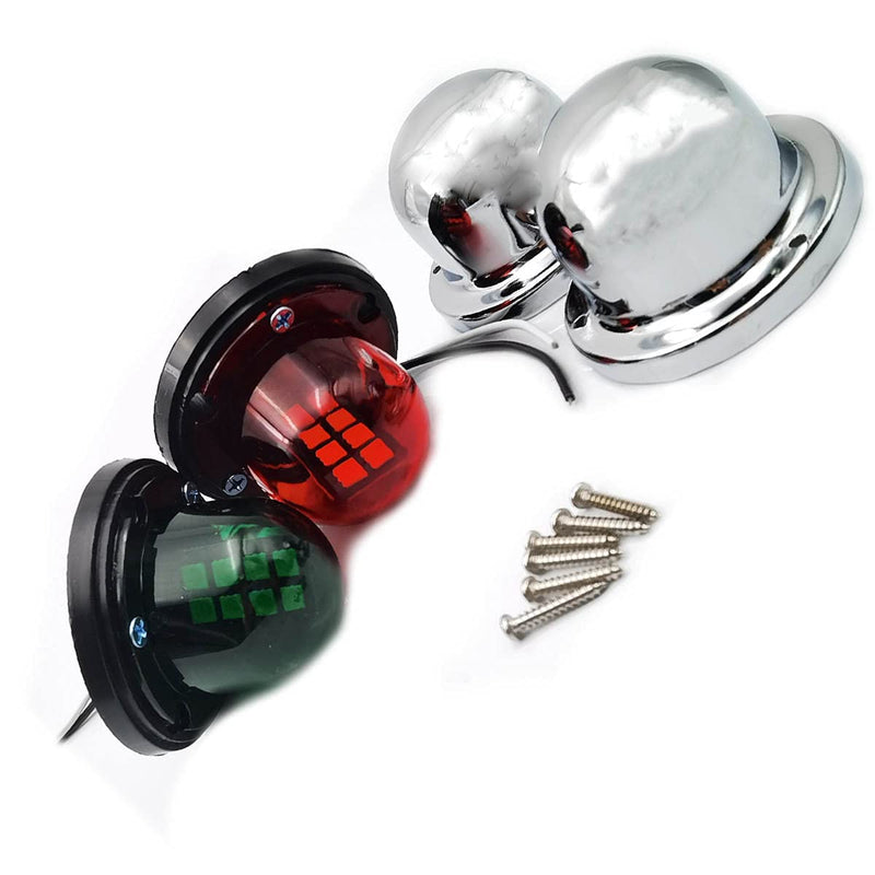 FainWan 2pcs Boat Yacht LED Light Green and Red Marine 12V Stainless Steel Bow Navigation Lights - BeesActive Australia