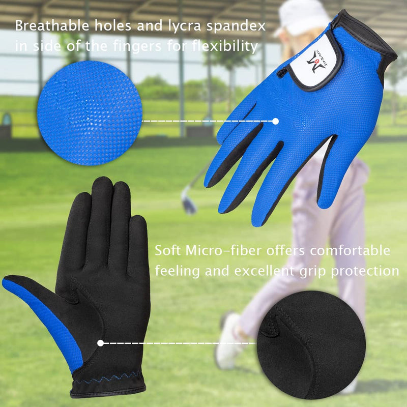 MAZEL Kids Golf Gloves for Junior Boys Girls, Right & Left Hand (1 Pair) Breathable Youth Toddler Golf Gloves, White Red Pink Blue Color,Age 3-8 S(Age 2-4) - BeesActive Australia