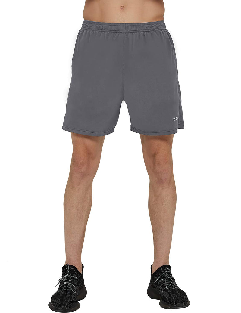 [AUSTRALIA] - DEMOZU Men's 5 Inch Quick Dry Running Shorts Lightweight Neon Workout Athletic Gym Shorts with Pockets Grey Medium 