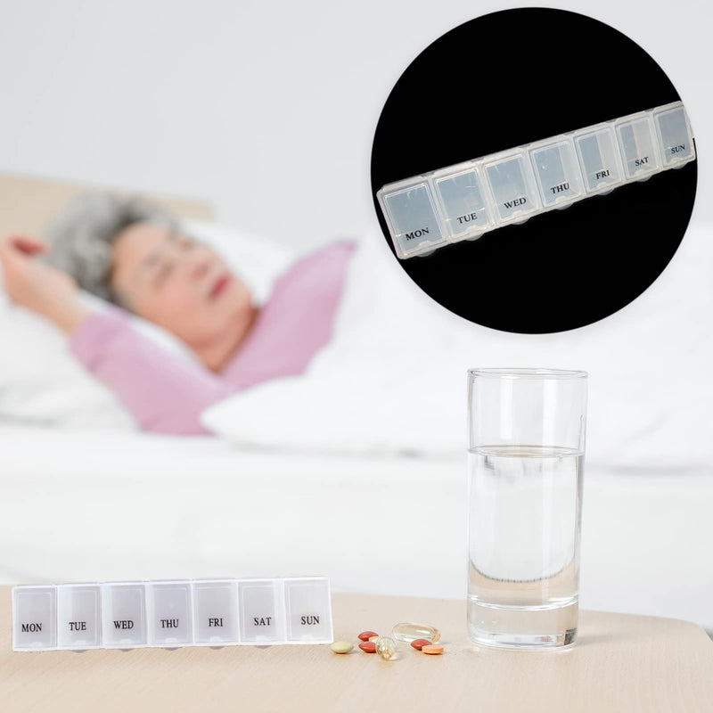Pill Box Organiser 7 Day One Time a Day Pill Dispenser Storage Case for Medication, Supplements, Vitamins and Cod Liver Oil White - BeesActive Australia