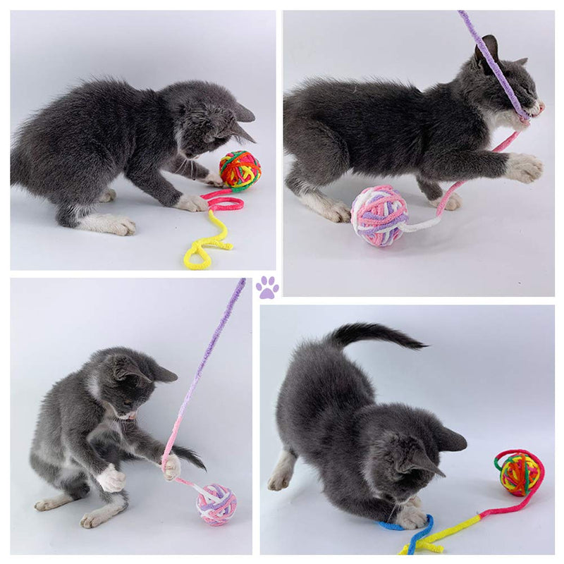 Cat Toy Balls - 5 PCS Colorful Yarn Cat Balls Built-in Bell Cat Toys Interactive Kitten Toys Cat Ball Toys for Cats Kitten - BeesActive Australia