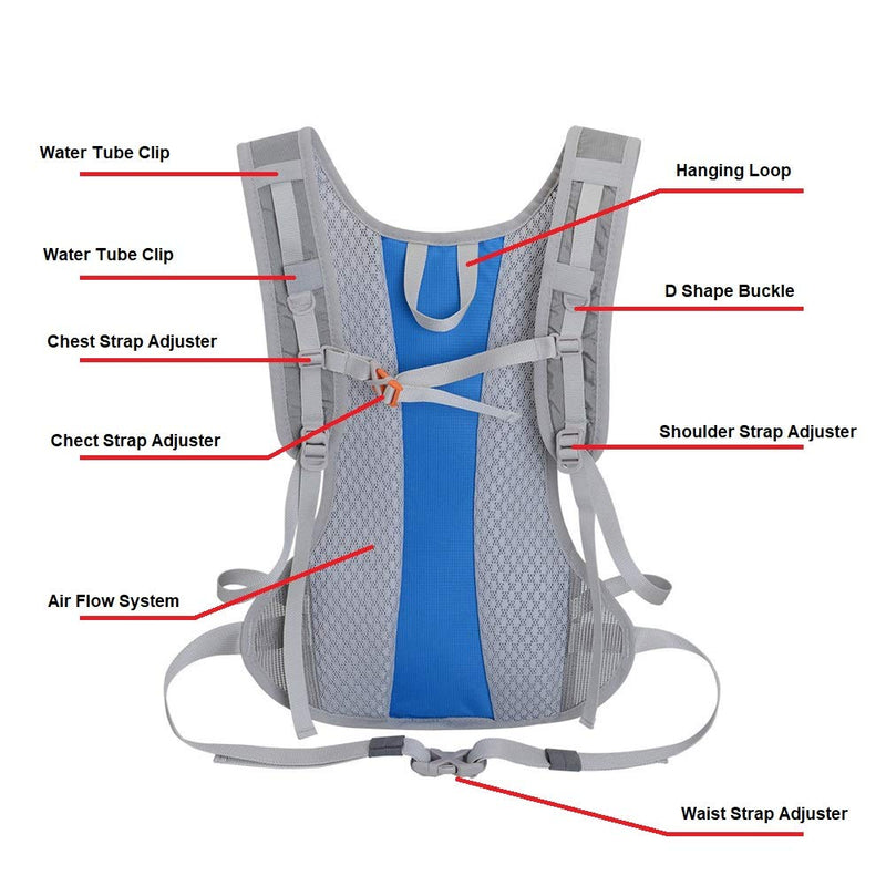 KBNI Hydration Backpack with 2L Water Bladder for Women Men Kids doing Outdoor Running, Hiking, Camping, Skiing, Cycling Sky Blue - BeesActive Australia