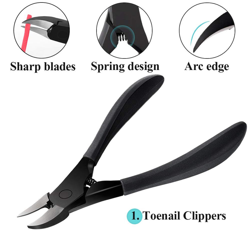 Ivandar Toe Nail Clippers for Ingrown or Thick Toenails Professional Podiatrist Toenails Nipper Manicure Pedicure Tools German High Carbon Stainless Slant Tip Tweezer Facial Care 10 in 1 - BeesActive Australia