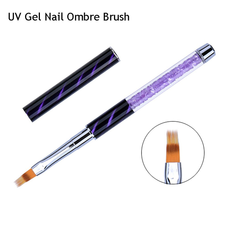 Ycyan 4Pcs UV Gel Nail Brush Set Rhinestone Handle Nylon Brushes Kit Professional Nail Art Tools - BeesActive Australia