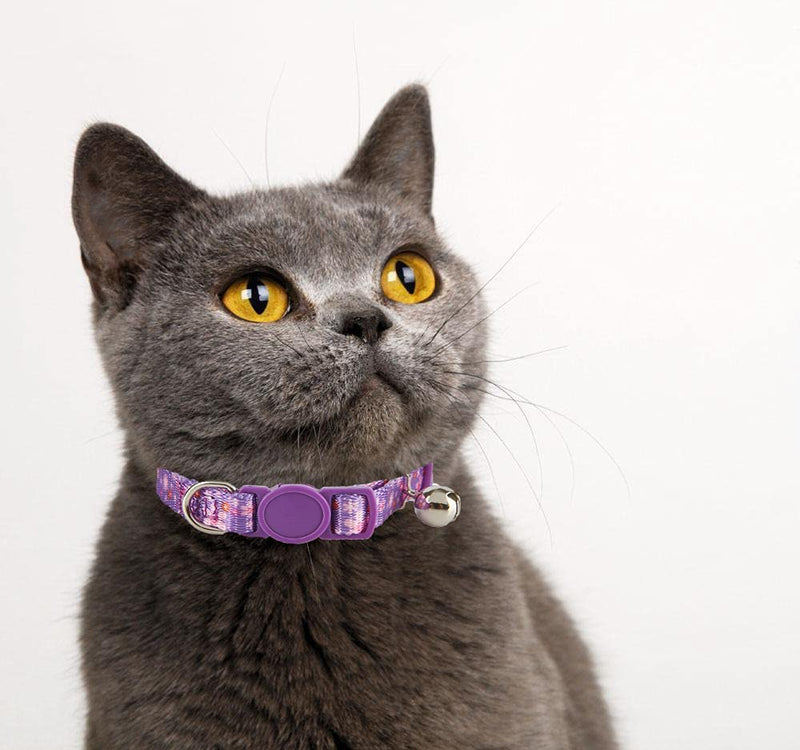 Ewinoom Adjustable Cat Collars Pack of 2 Breakaway Floral Cute Cat Collar with Bell for Female Kitten Neck 7.5"-11.4" Floral Pink + Purple - BeesActive Australia