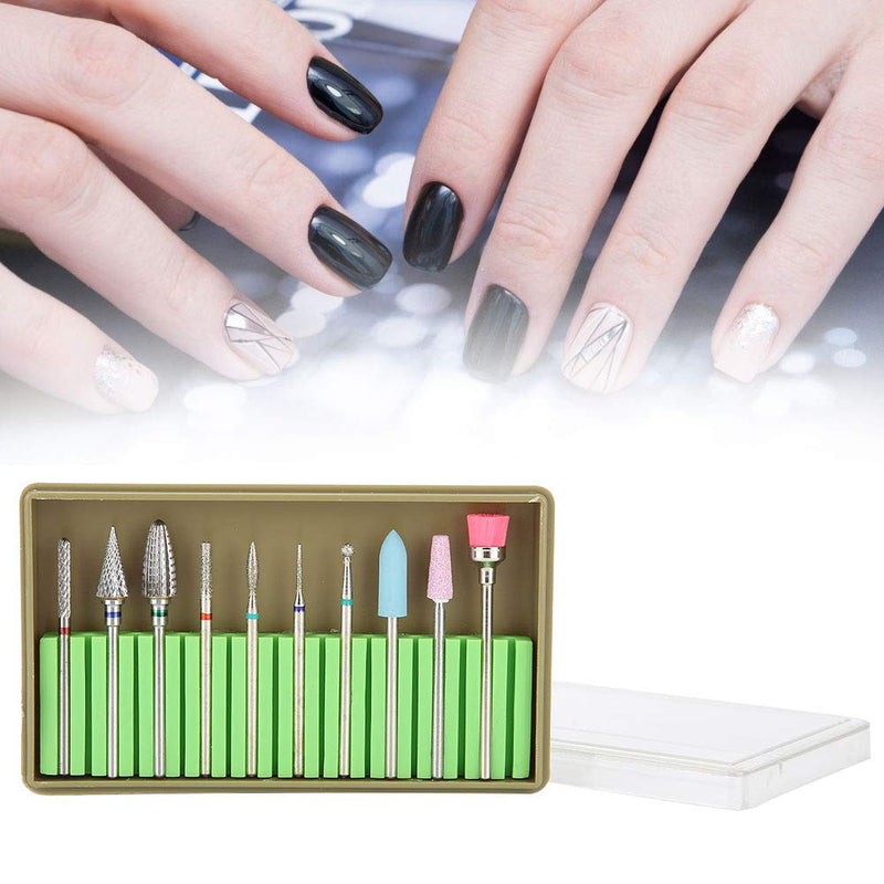 Zetiling Electric Nail Drill Bits Set, 10pcs Nail Drill Bits Set, Tungsten Steel Ceramics Nail Art Grinding Drill Bit Manicure Pedicure Nail Polishing Machine Accessory - BeesActive Australia