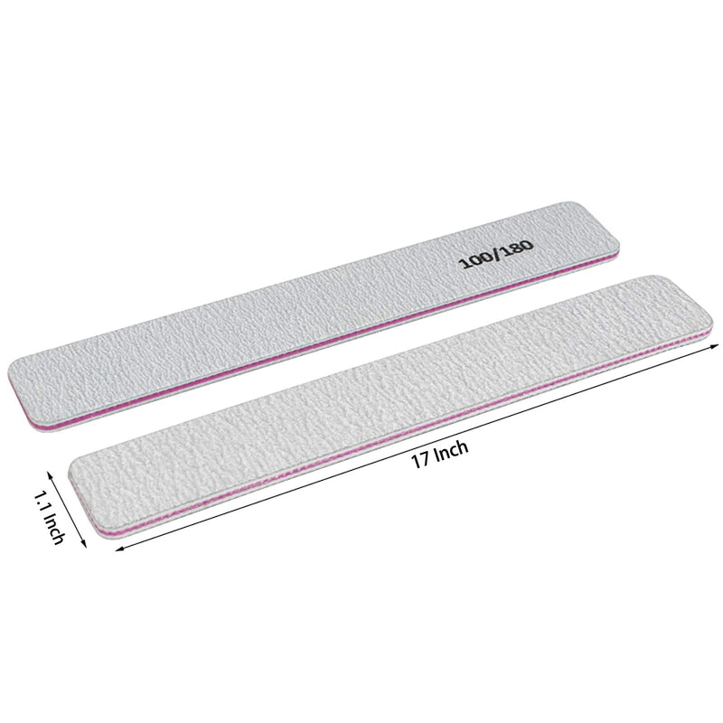 Nail File 12 PCS Professional Reusable 100/180 Grit Double Sides Washable Nail File Manicure Tools for Poly Nail Extension Gel and Acrylic Nails Tools Suit for Home Salon - BeesActive Australia