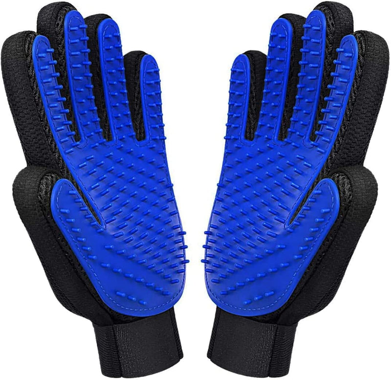 ZHEELO Pet Grooming Gloves Cat Brushes Gloves for Gentle Shedding - Efficient Pets Hair Remover Mittens - Dog Washing Gloves for Long and Short Hair Dogs & Cats & Horses - 1 Pair (Blue) - BeesActive Australia