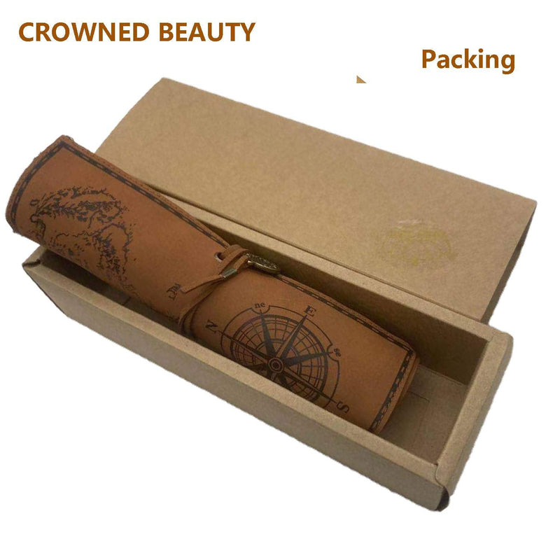 Wizard Wand Makeup Brush Set,Wizardry And Witchcraft Eyeshadow Brushes With Faux Leather Makeup Brush Cover (Treasure Map) Christmas Gift - BeesActive Australia