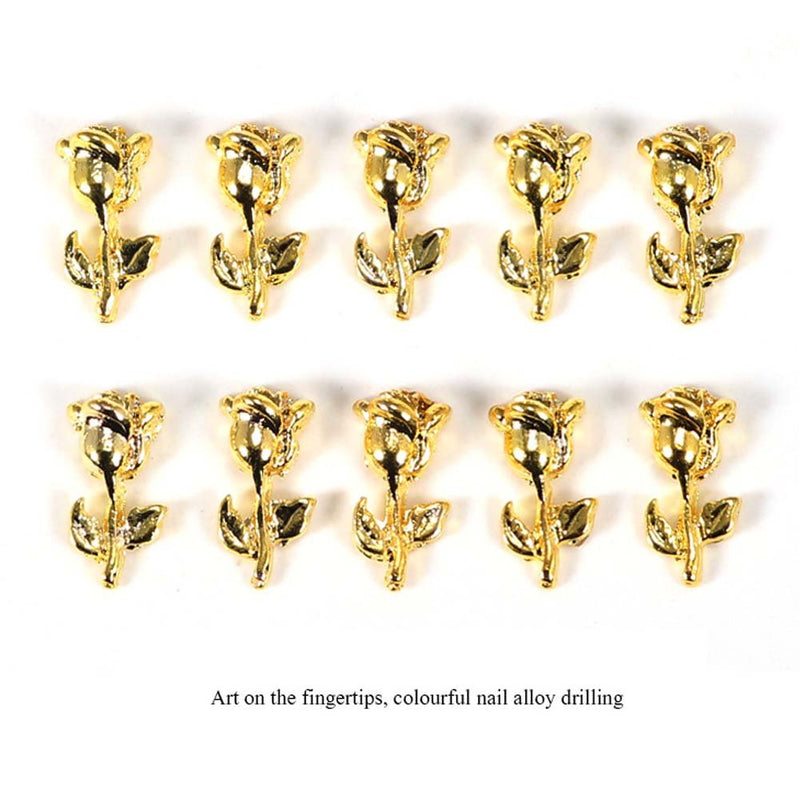 Lookathot 10PCS/Set 3D Mixed Design Nail Art Decals Metallic Gold Studs Rhinestones Diamonds Pearls Drills Alloy Flowers Manicure DIY Decoration Tools (Style1(10pcs/Set)) Style1(10pcs/Set) - BeesActive Australia