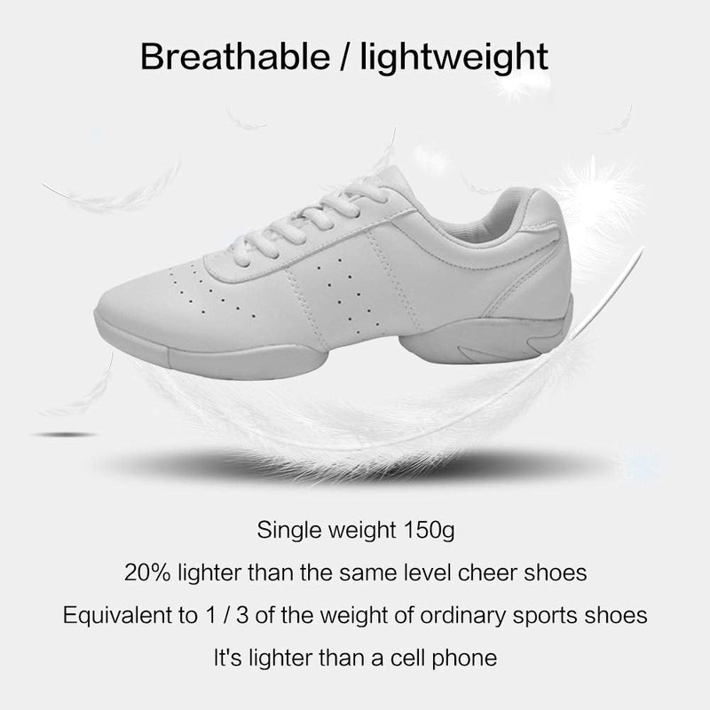 Smapavic Youth Girls Cheer Shoes White Cheerleading Dance Shoes Athletic Training Tennis Walking Competition Sneakers 8 White(women) - BeesActive Australia