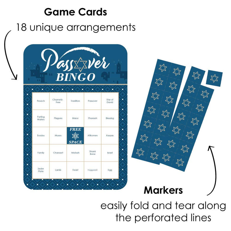 Big Dot of Happiness Happy Passover - Bingo Cards and Markers - Pesach Jewish Holiday Party Bingo Game - Set of 18 - BeesActive Australia