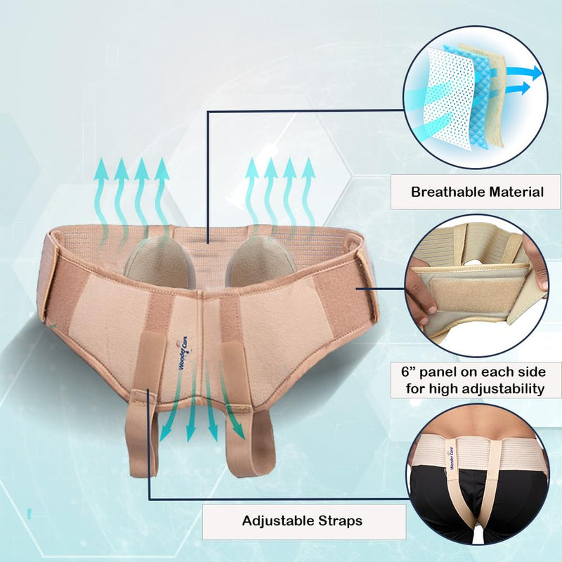 Wonder Care WC Hernia Belts Support Truss for Double sided Inguinal Hernia Belt for men with 2 Removable Compression Pads & Adjustable Groin Straps Surgery & injury Recovery belt (Small 28"-32") L (Pack of 1) - BeesActive Australia