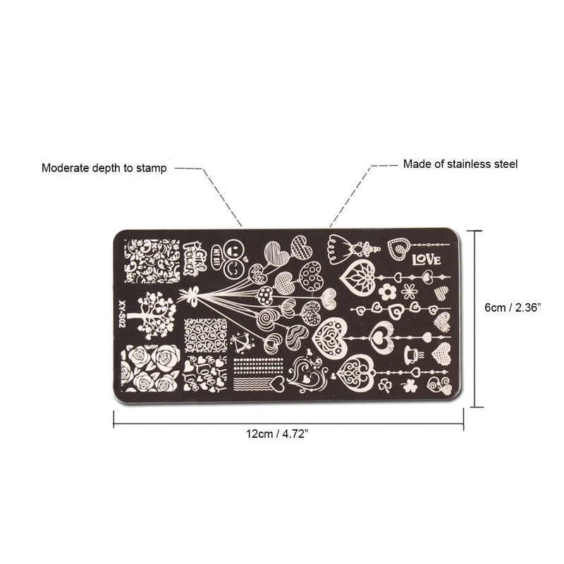 WOKOTO 4 Pcs Love Fashion Image Templates For Nail Art Stainless Steel Plates Stamping Plates Set For Valentine - BeesActive Australia