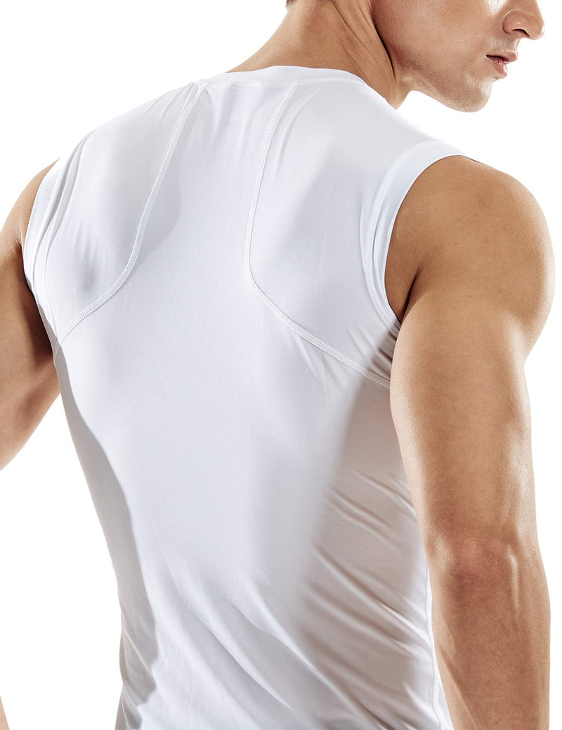 [AUSTRALIA] - ATHLIO 1 or 3 Pack Men's Sleeveless Workout Shirts, Dry Fit Running Compression Cutoff Shirts, Athletic Base Layer Tank Top 3pack(bta03) - White/ White/ White Large 