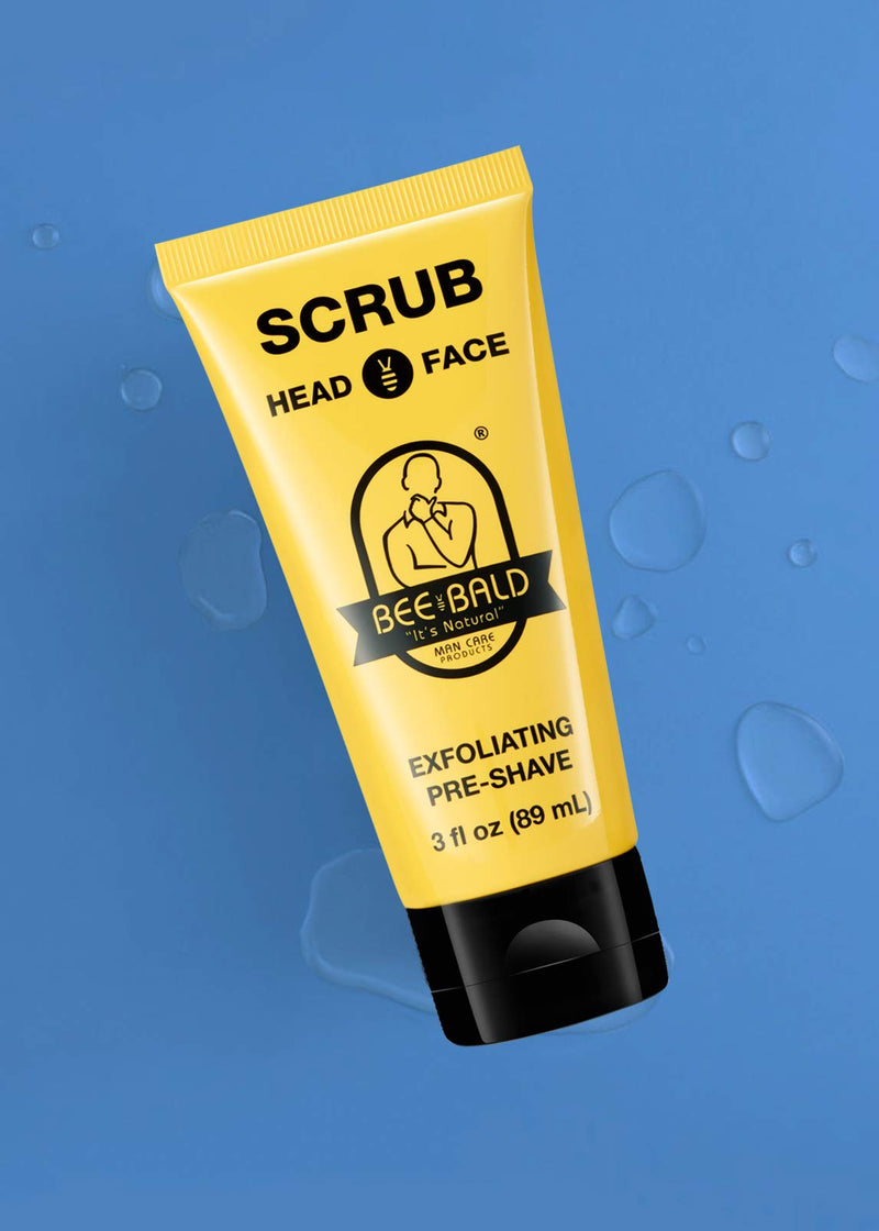 Bee Bald SCRUB Exfoliating Pre-Shave deep cleans and removes pore clogging dirt, oil and dry, flaky skin, preparing it for a �super close shave� and leaving it �smoother than a baby's behind� - BeesActive Australia