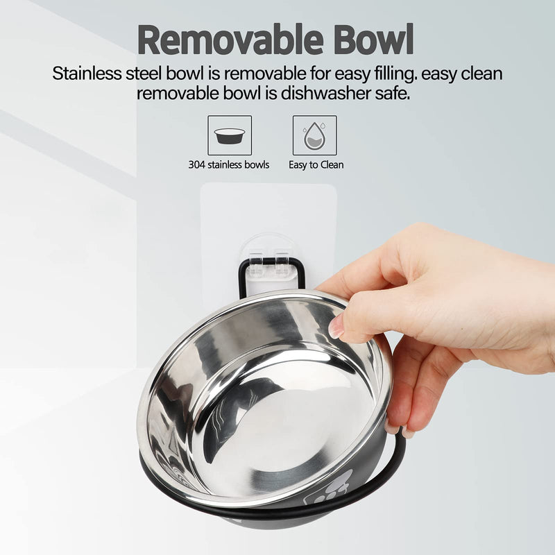 Torlam Elevated Cat Bowls, Wall Mounted Cat Food Dish, Raised Cat Food and Water Bowls, Stainless Steel Elevated Pet Bowls with Stand, Nonslip No Spill Pet Feeding Bowls (2 Packs) Grey - BeesActive Australia