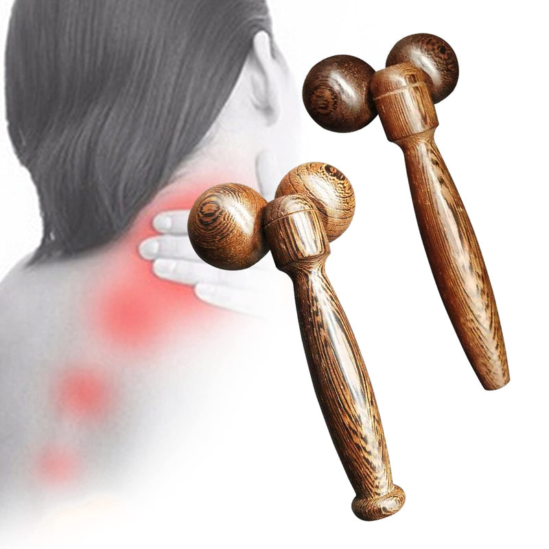 Wood Massage Roller Wooden Manual Body Back Massage Ball Stick Stick Muscle Trigger Point Tool (19cm) 19cm - BeesActive Australia