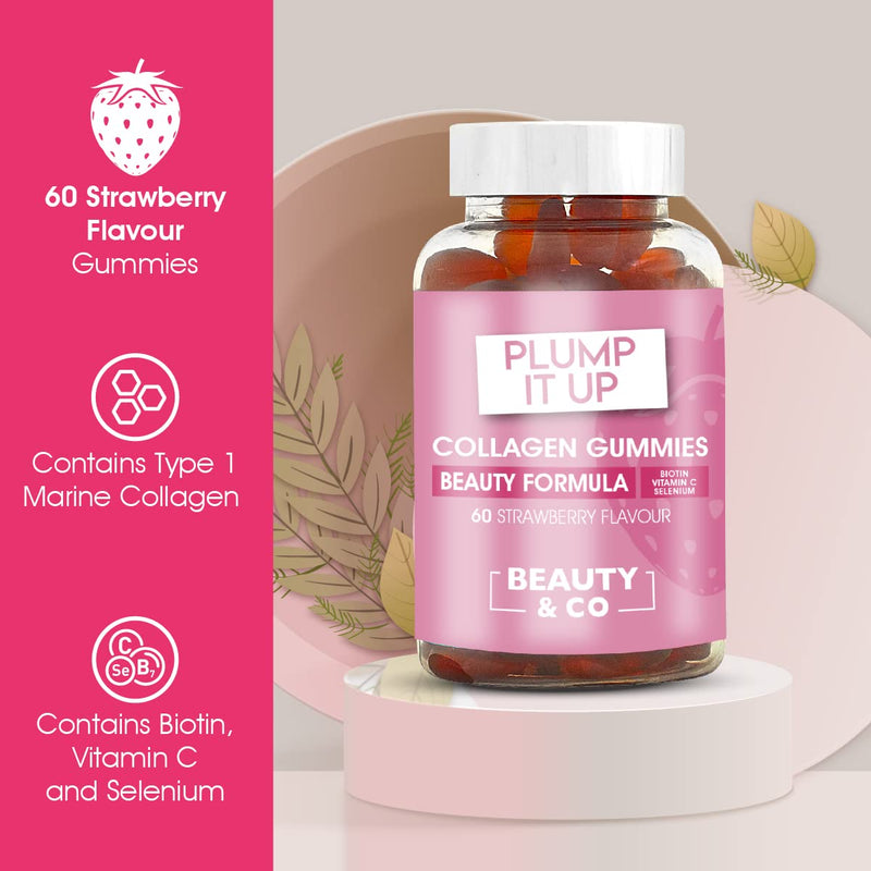 Beauty & Co Collagen Gummies by - 60 Marine Collagen Gummies with Biotin, Vitamin C & Selenium (60) 60 Count (Pack of 1) - BeesActive Australia