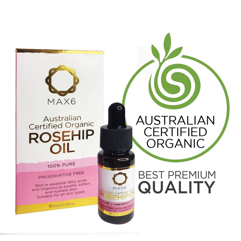 MAX6 Rosehip Oil 20ml Australian Certified Organic and 100% Pure - BeesActive Australia
