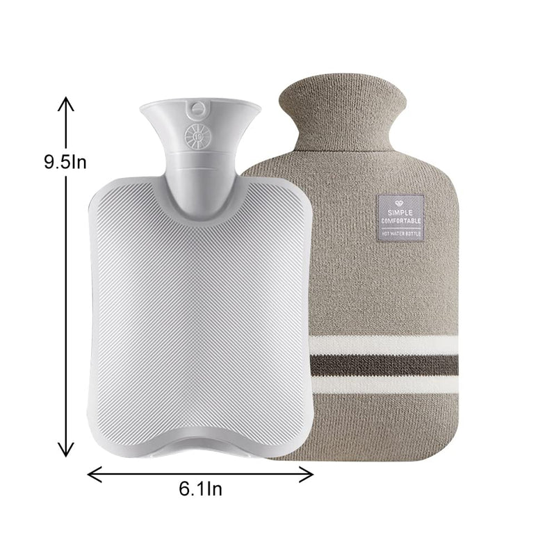 Small Hot Water Bottle with Knitted Cover, 1L Large Capacity Hot Water Bag with Removable and Washable Soft Cover for Pain Relief, Neck and Shoulders, Great Gift for Women, Men, Kids (1L-Light Grey) 1L-Light Grey - BeesActive Australia