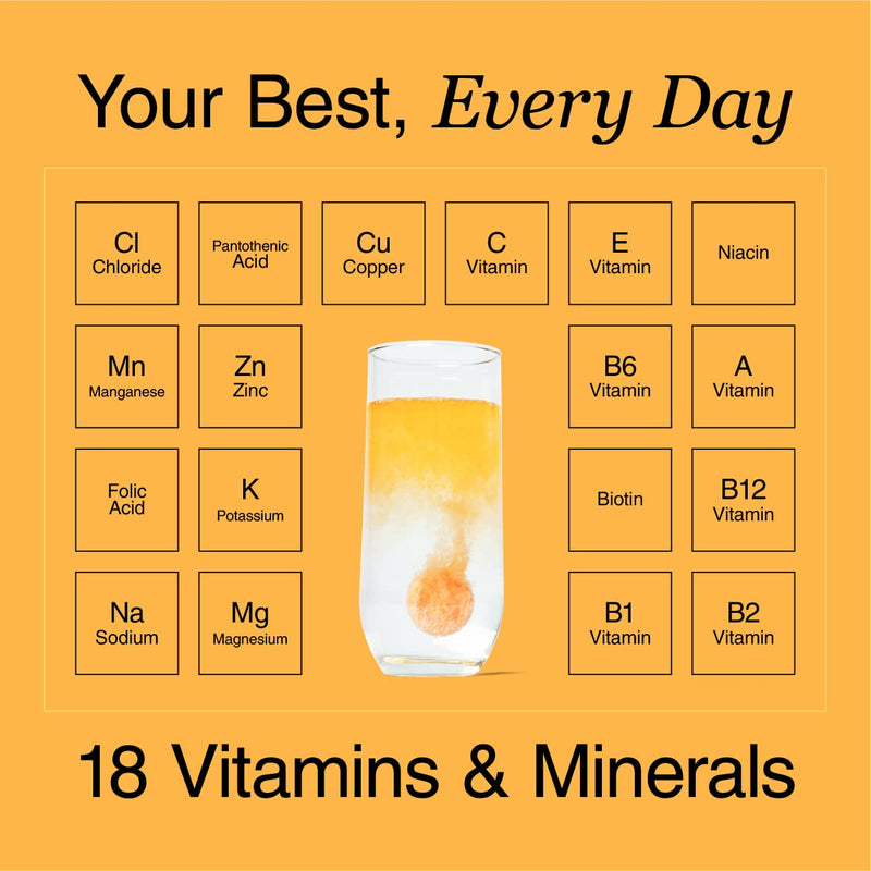 Phizz Electrolyte Multivitamin Hydration Tablets - 18 Vitamins & Minerals, Energy Boost (Orange, 60 Tablets) Orange 60 Count (Pack of 1) - BeesActive Australia