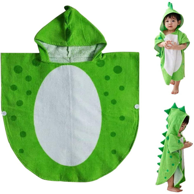Hooded Baby Bathrobe, Cotton Dinosaur Pattern Cute Bath Towel Kids Robe Beach Swimming Hooded Poncho for Babies Boys Girls(Green) Green 0-4 year - BeesActive Australia