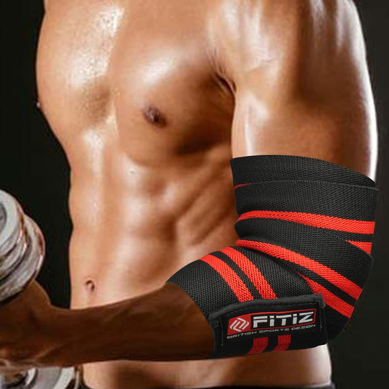 FITIZ Elbow Sleeve Wraps-Elbow Straps Brace For Support & Compression for Weightlifting (Black) Black - BeesActive Australia