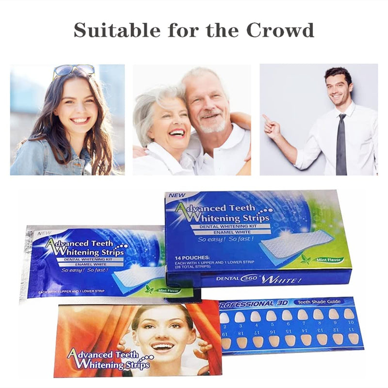 28Pcs Teeth Whitening Strips Advanced Teeth Whitening Strips Teeth Bleaching Strips Teeth Whitening Strips Kit for White Teeth and Fresh Breath, Blue - BeesActive Australia