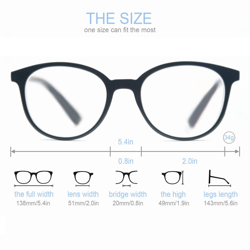 MODFANS 4-Pack Reading Glasses 3.0 Fashion Printed for Men Women,Eyeglasses Round Frame Comfort Spring Hinges,Readers Black-Brown-Tortoiseshell-Yellow +3.0 Magnification (Pack of 4) 4 Pack Mix Color - BeesActive Australia