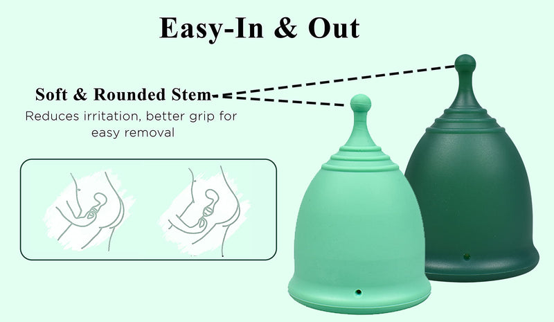 Shordy Menstrual Cups, First Period Starter Pack of 2 Kit with Mini Box, Period Cup Medical Grade Silicone, Feminine Hygiene Better Alternative to Sanitary Pads & Tampons for Girls - Small & Large S/L (Pack of 2) Green - BeesActive Australia