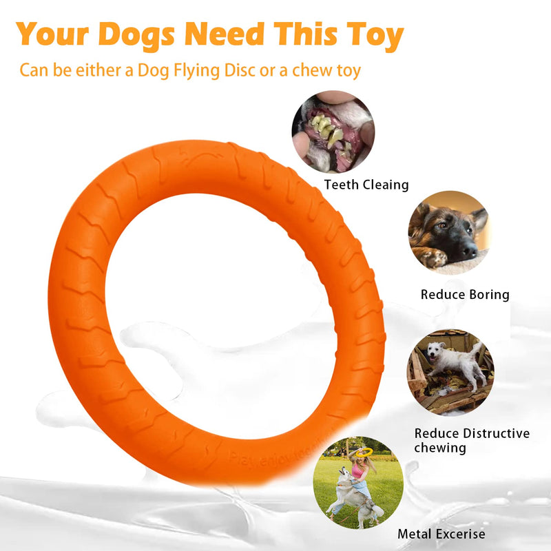 Indestructible Dog Toys Dog Chew Toys for Aggressive Chewers, Flying Discs for Small/Medium/Large Breeds-Dog Training Ring,Floating Dog Ring Toys for Throwing,Catching,Grabbing Flying Toy for Dogs orange - BeesActive Australia