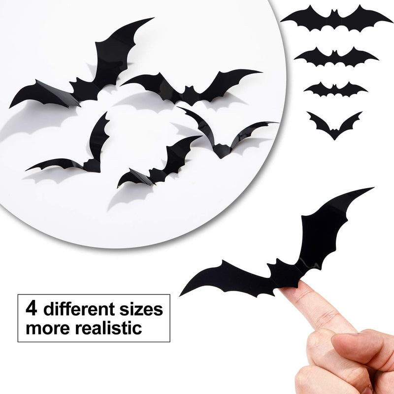 Halloween 3D Bats Decoration Plastic Bat Wall Stickers for Home Window Decor Party Supplies (60PCS) 60Pcs - BeesActive Australia
